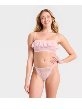 Women's Heart Lace Bralette & Cheeky Set - Wild Fable™ Light Pink SWomen's Heart